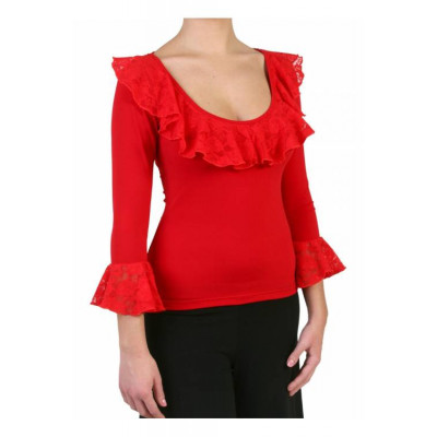 Davedans 3476 Losar Maglia Flamenco Donna con Balze in Pizzo