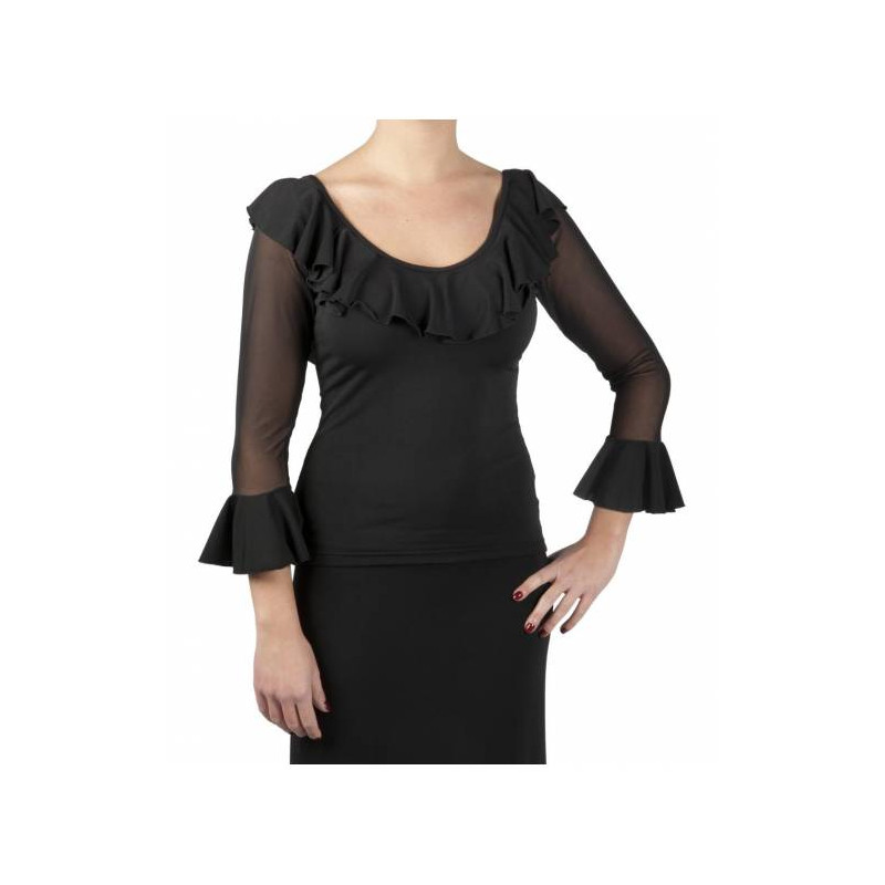 Davedans 3631 Saeta Maglia Flamenco Manica 3/4 in Rete