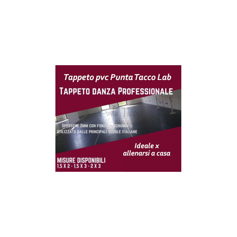 Tappeto Danza 1,5x1mt Professionale PVC nero Punta Tacco