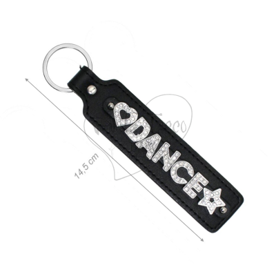 Dance Metal and Leather Key Chain