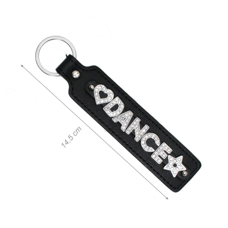 Dance Metal and Leather Key Chain