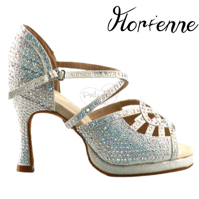 FLORIENNE KRYSTAL KS-261 SCARPA DA BALLO CON STRASS E PLATEAU