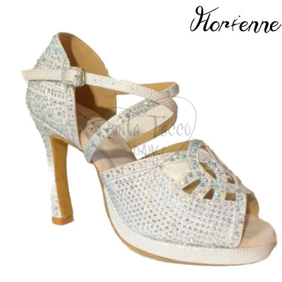 FLORIENNE KRYSTAL KS-261 DANCE SHOE WITH RHINESTONES AND PLATFORM