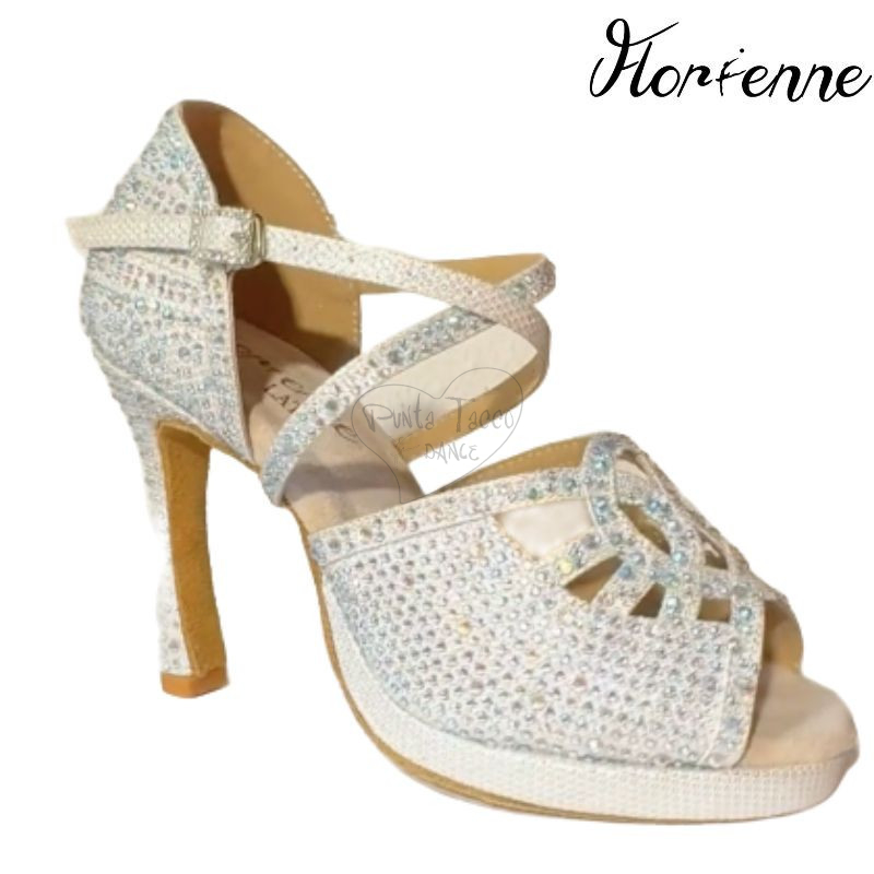 FLORIENNE KRYSTAL KS-261 SCARPA DA BALLO CON STRASS E PLATEAU